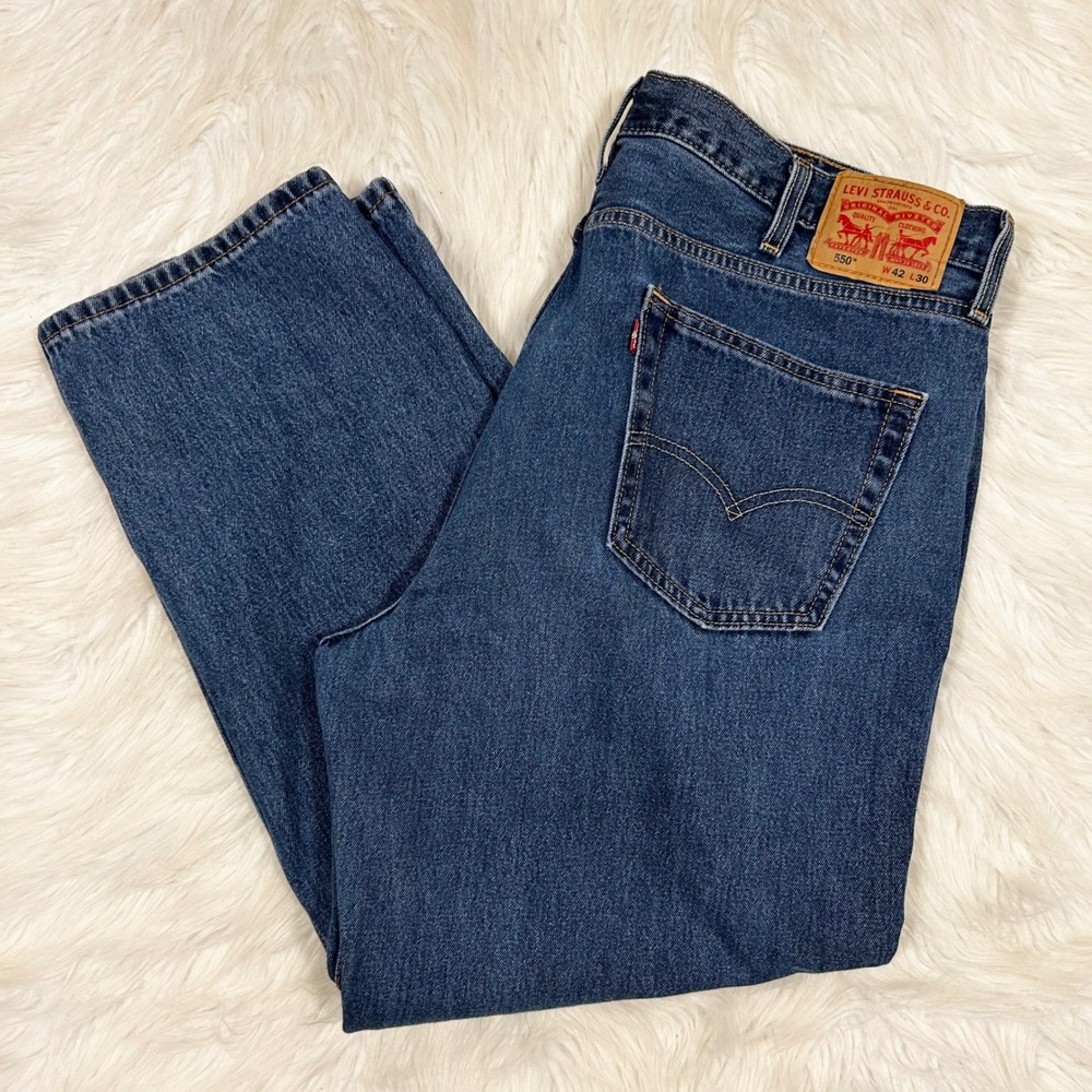 Levis 550 Relaxed Fit Tapered Leg Jeans Mens 42x30 Medium Wash Blue 00550-4886‎